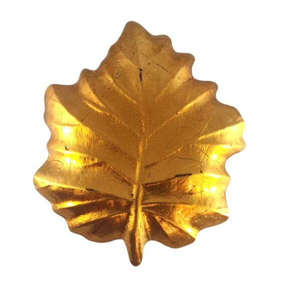 Vintage Amber Glass Leaf Shaped Trinket Dish - Picture 6 of 10